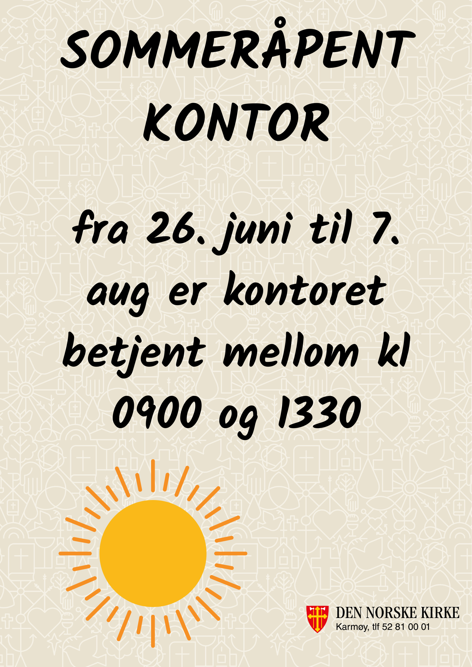 plakat med åpningstider